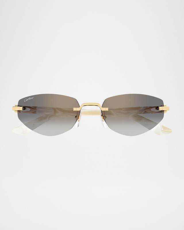 Decor C Rimless Metal Oval Sunglasses